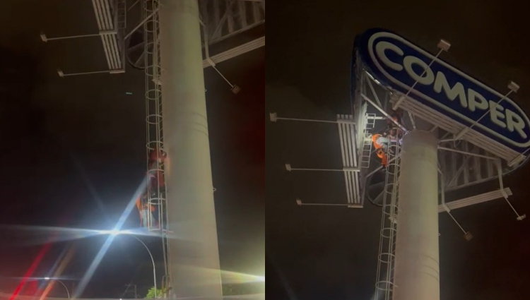 Homem fica 15 horas em torre de supermercado em Várzea Grande