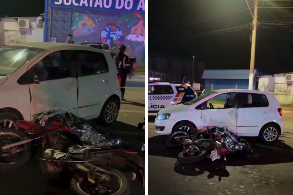 Motociclista morre em colisão com carro em Rondonópolis; vídeo flagra momento