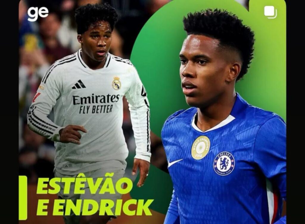 Estêvão e Endrick: brasileiros no top 10 de jovens mais valiosos do mundo