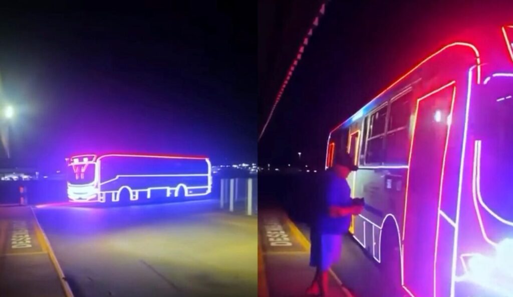 Ônibus de Lucas do Rio Verde encanta com luzes de Natal