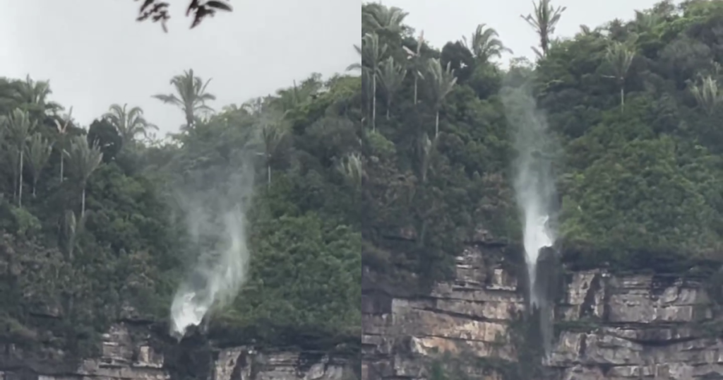 Vídeo mostra água de cachoeira subindo no Ceará